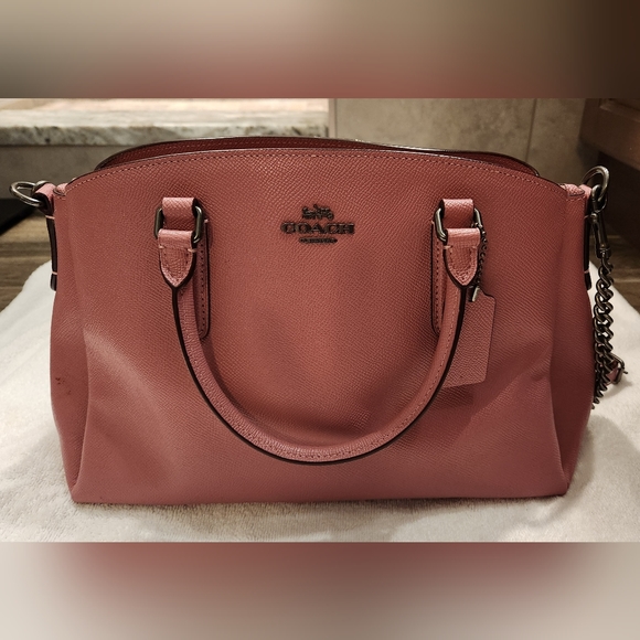 Authentic Rose Pink Leather Coach Large Satchel - Picture 6 of 8